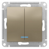 Выключатель 2-кл. с подсветкой 10А, шампань  ATLAS DESIGN 1034455