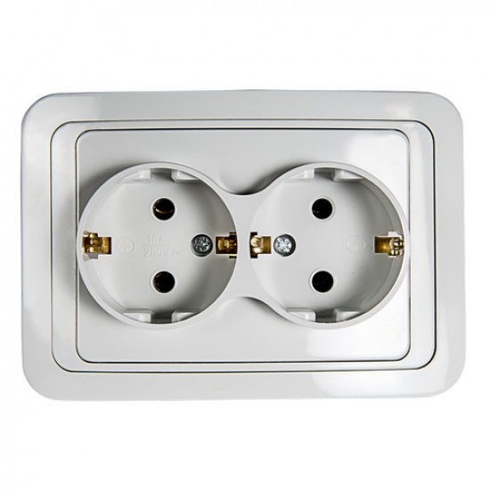Розетка двойная с заземлением CLASSICO белая 2128 IN HOME - 1