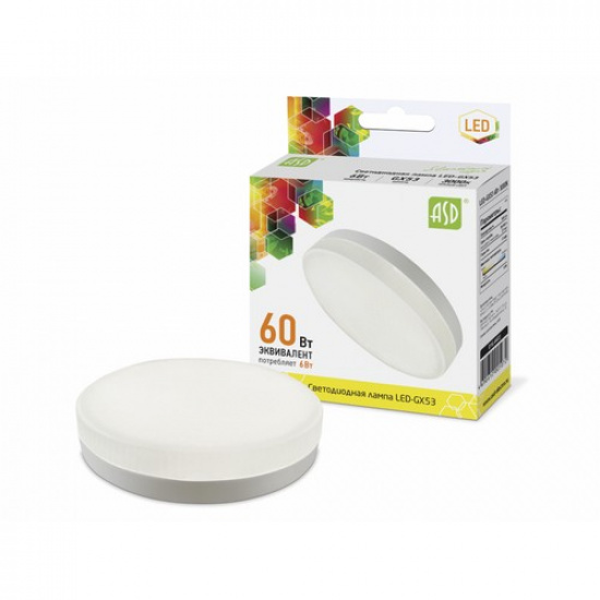 Лампа светодиодная LED-GX53-standard 6Вт 230В 3000К 540Лм ASD - 1