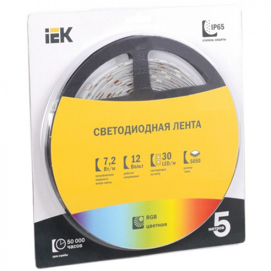 Лента LED 5м  блистер  LSR-5050RGB30-7,2-IP65-12V IEK - 1