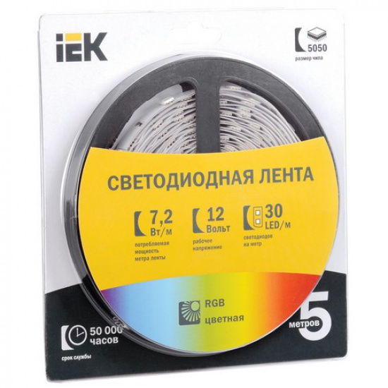 Лента LED 5м  блистер  LSR-5050RGB30-7,2-IP20-12V IEK - 1