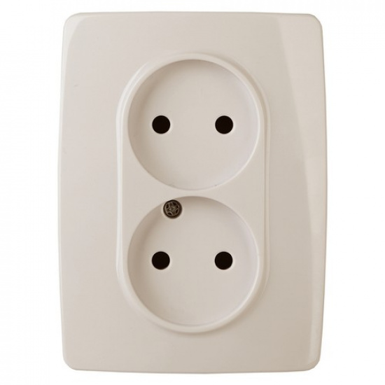 12-2117-02 ЭРА Розетка 2X2P, 16A-250В, IP20, винт, Эра12, слоновая кость (10/100/1600) - 1