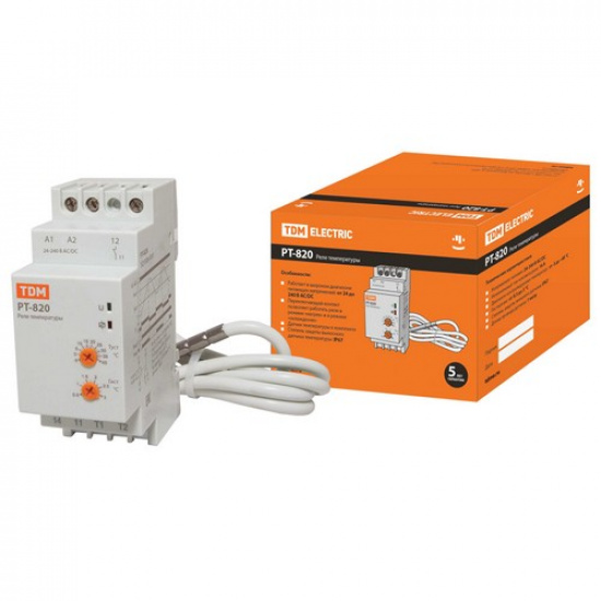 Реле температуры РТ-820 (-5+40С, 24-240В АС/DC, с датч. IP67) TDM - 1