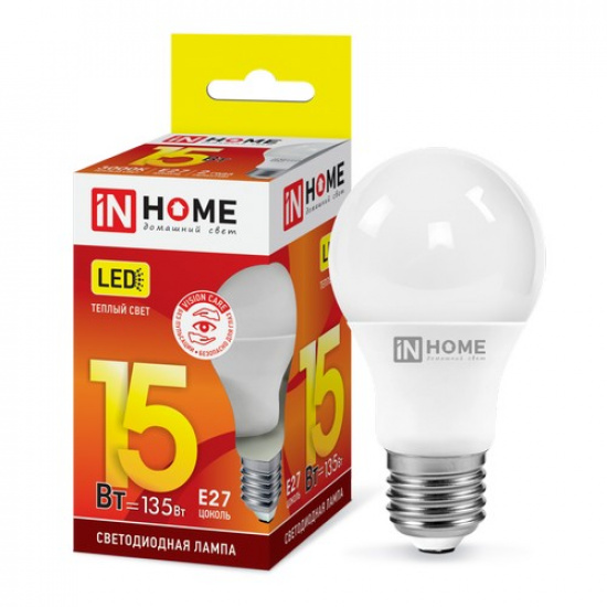 Лампа светодиодная LED-A60-VC 15Вт 230В Е27 3000К 1430Лм IN HOME - 1