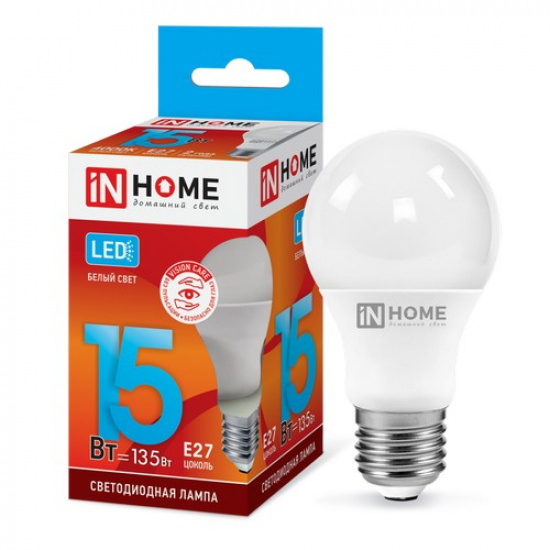 Лампа светодиодная LED-A60-VC 15Вт 230В Е27 4000К 1430Лм IN HOME - 1