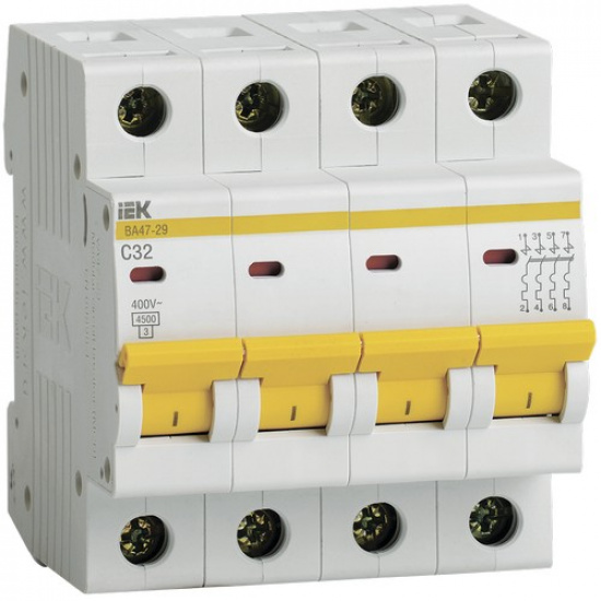 KARAT Автоматический выключатель ВА47-29 4P C 32А 4,5кА IEK - 1