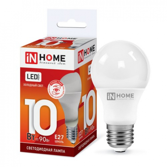 Лампа светодиодная LED-A60-VC 10Вт 230В Е27 6500К 950Лм IN HOME - 1