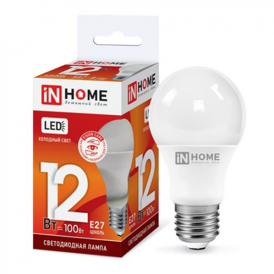 Лампа светодиодная LED-A60-VC 12Вт 230В Е27 6500К 1140Лм IN HOME - 1