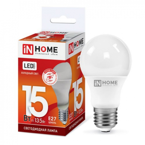Лампа светодиодная LED-A60-VC 15Вт 230В Е27 6500К 1430Лм IN HOME - 1