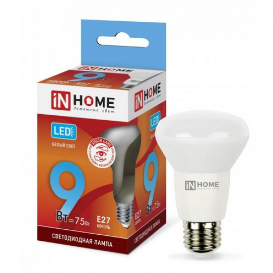Лампа светодиодная LED-R63-VC 9Вт 230В Е27 4000К 810Лм IN HOME - 1