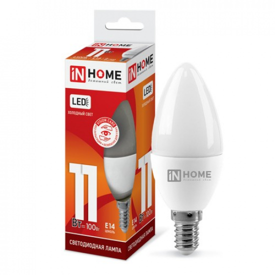Лампа светодиодная LED-СВЕЧА-VC 11Вт 230В Е14 6500К 1050Лм IN HOME - 1
