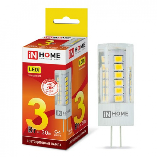 Лампа светодиодная LED-JC-VC 3Вт 12В G4 3000К 260Лм IN HOME - 1