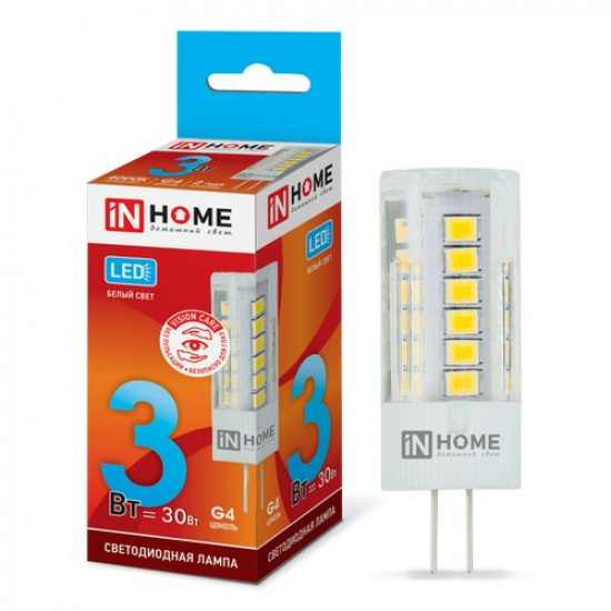 Лампа светодиодная LED-JC-VC 3Вт 12В G4 4000К 270Лм IN HOME - 1