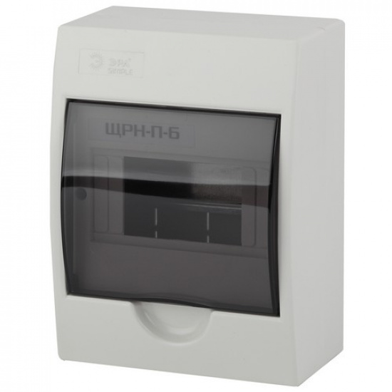 Корпус пластиковый навесной ЭРА SIMPLE ЩРН-П-06 IP41 прозрачная крышка белый - 1