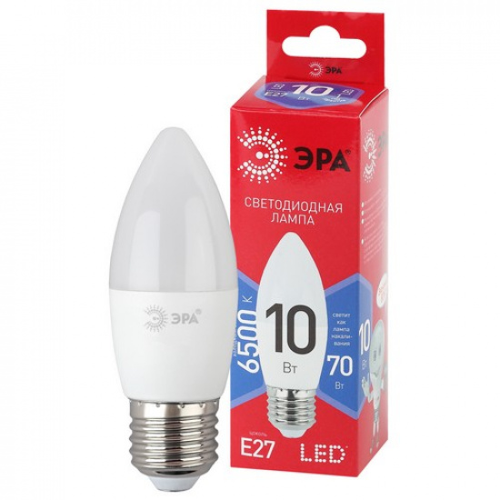Лампочка светодиодная ЭРА RED LINE LED B35-10W-865-E27 R E27 / Е27 10Вт свеча холодный дневной свет - 1