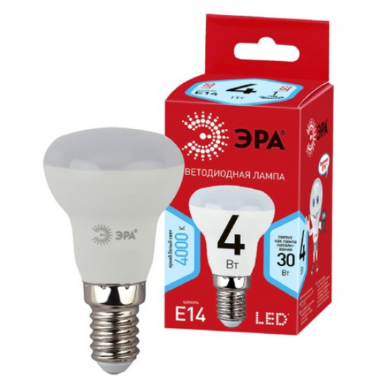 Лампочка светодиодная ЭРА RED LINE LED R39-4W-840-E14 R Е14 / E14 4Вт рефлектор нейтральный белый свет - 1