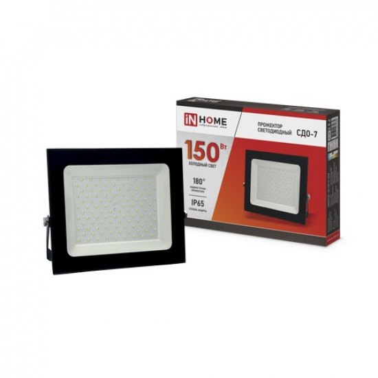 Прожектор светодиодный СДО-7 150Вт 230В 6500К IP65 черный IN HOME - 1