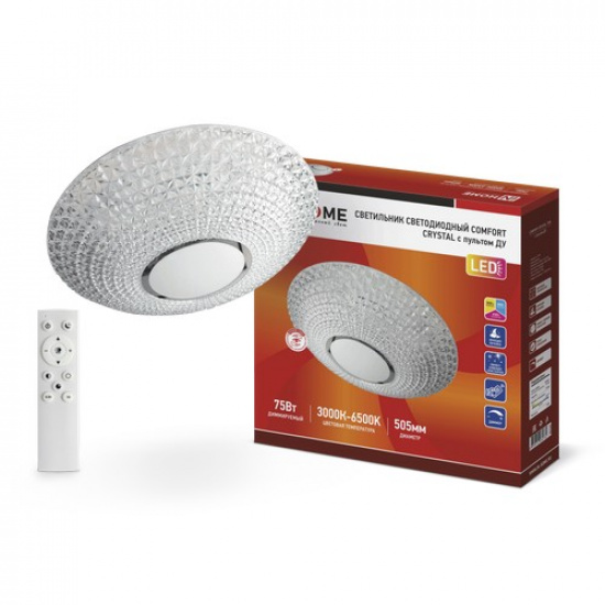 Светильник светодиодный COMFORT CRYSTAL 75Вт 230В 3000-6500K 6000Лм 500x115мм с пультом ДУ IN HOME - 1