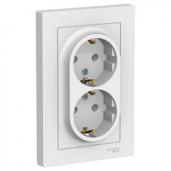 Розетка 2-я 2P+E, 16А, белый  ATLAS DESIGN 1034286 - 1
