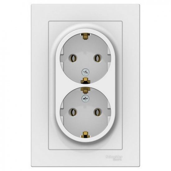 Розетка 2-я 2P+E, 16А, белый  ATLAS DESIGN 1034286 - 1