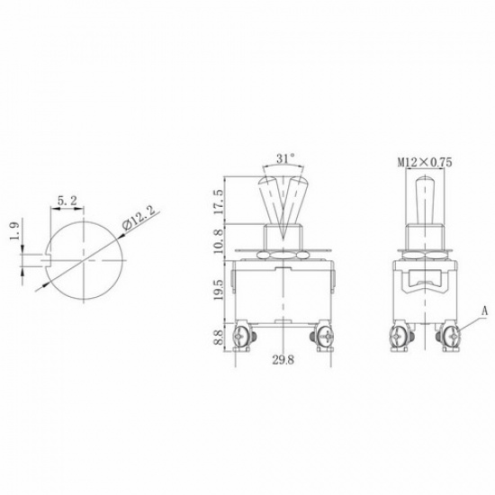 Тумблер 250V 15А (4c) ON-OFF двухполюсный (KN-201) REXANT - 1