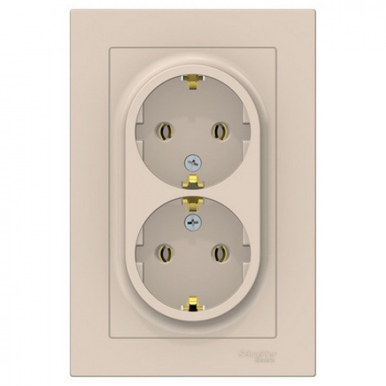 Розетка 2-я 2P+E, 16А, бежевый  ATLAS DESIGN 1034344 - 1