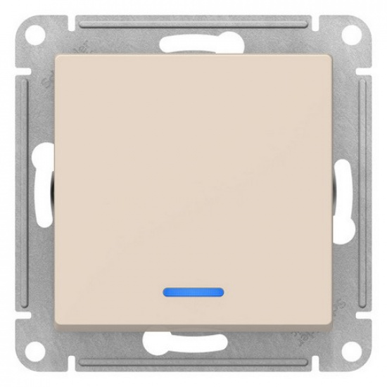Выключатель 1-кл. с подсветкой 10А, бежевый  ATLAS DESIGN 1034339 - 1