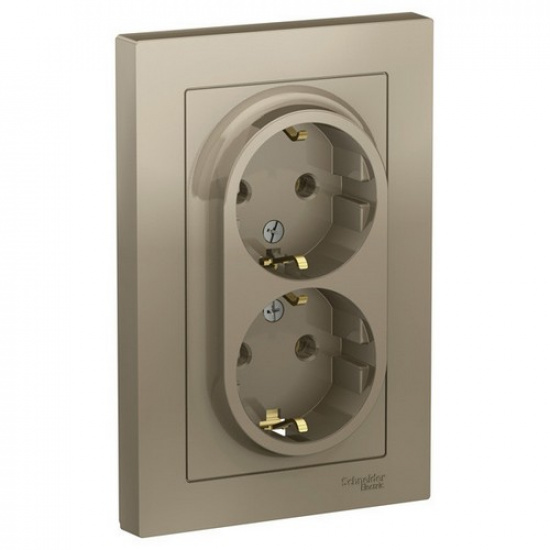 Розетка 2-я 2P+E, 16А, шампань  ATLAS DESIGN 1034473 - 1