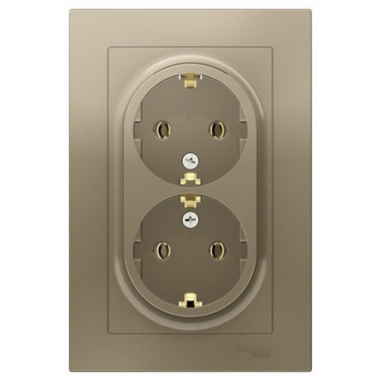 Розетка 2-я 2P+E, 16А, шампань  ATLAS DESIGN 1034473 - 1