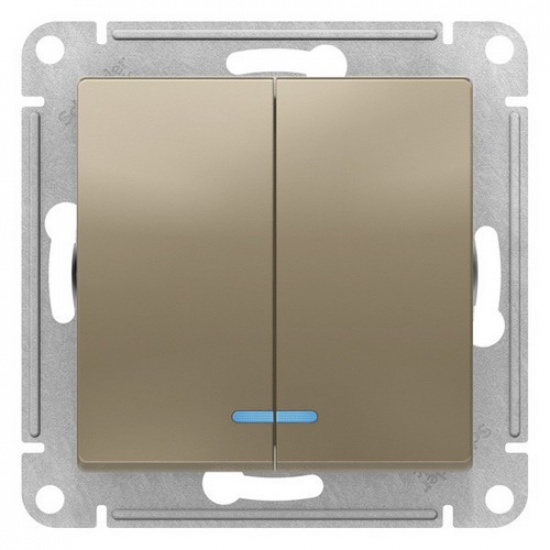 Выключатель 2-кл. с подсветкой 10А, шампань  ATLAS DESIGN 1034455 - 1