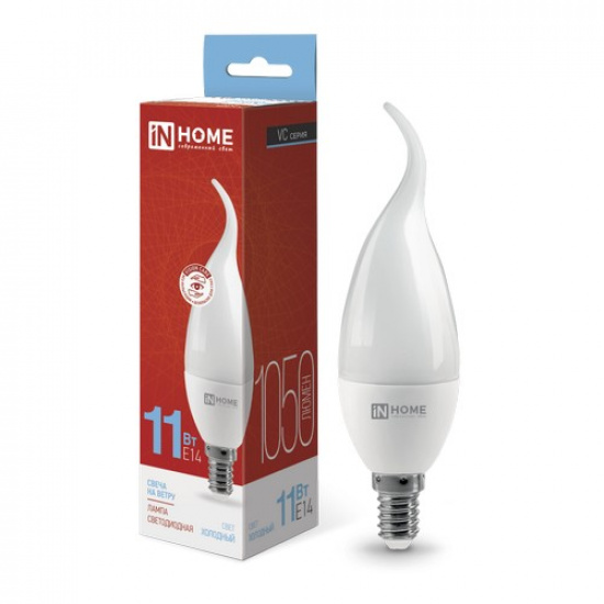 Лампа светодиодная LED-СВЕЧА НА ВЕТРУ-VC 11Вт 230В Е14 6500К 1050Лм IN HOME - 1