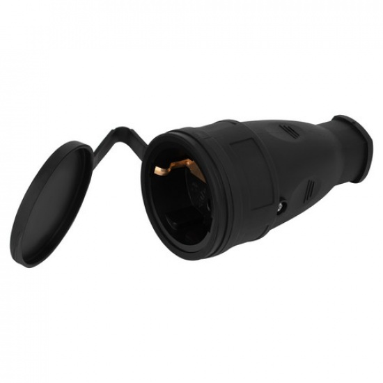 Розетка ЭРА RX10-B-IP44 каучуковая c заземлением 16А IP44 прямая черная - 1