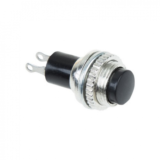 Выключатель-кнопка металл 220V 2А (2с) OFF-(ON) Ø10.2 черная Mini (RWD-213) REXANT - 1