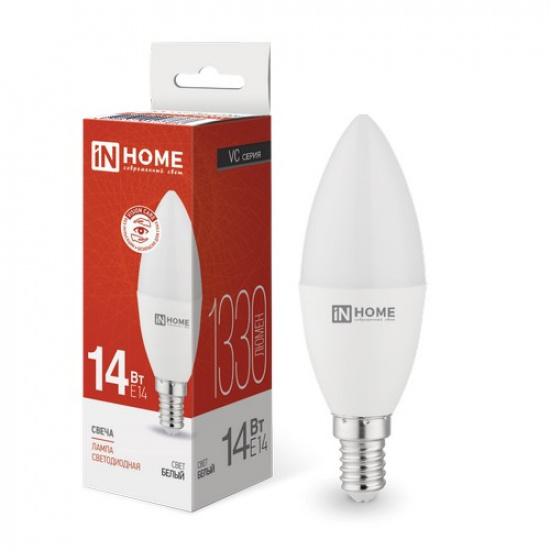 Лампа светодиодная LED-СВЕЧА-VC 14Вт 230В E14 4000K 1330Лм IN HOME - 1
