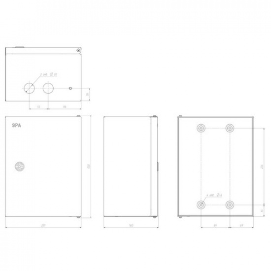 Корпус металлический ЭРА SIMPLE ЩМПг-00 (290х220х155) IP54 У2 серый - 1