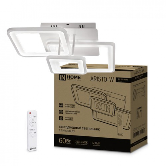 Светильник светодиодный ELEGANT ARISTO-W 60Вт 230В 3000-6500K 4700Лм 531х448х151мм пульт ДУ белый IN HOME - 1
