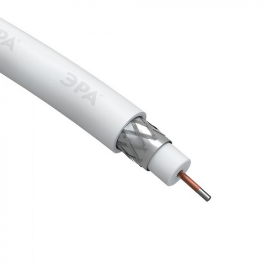 ЭРА Кабель коаксиальный RG-6U, 75 Ом, CCS/(оплётка Al 32%), PVC, цвет белый, бухта 100 м, SIMPLE (6/ - 1