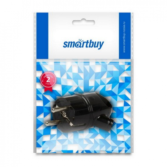 Вилка Smartbuy, с кольцом с заземлением черная 16А 250В (SBE-16-P03-b)/480 - 1
