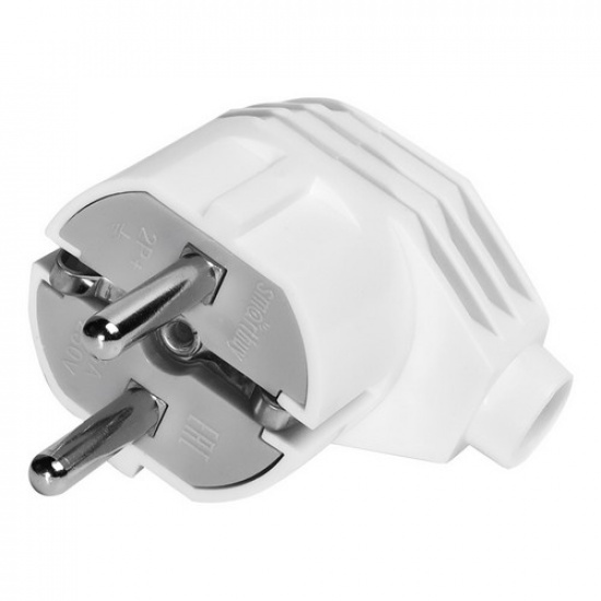 Вилка Smartbuy, угловая с заземлением белая 16А 250В (SBE-16-P02-w)/600 - 1